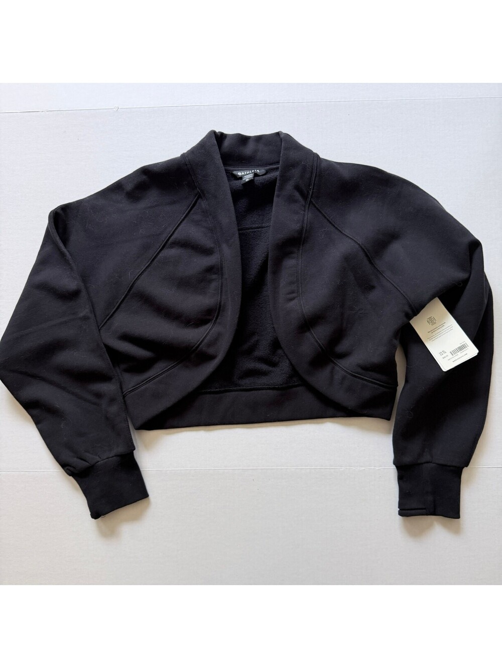 Athleta Retroplush Wrap Cardigan Sweatshirt, Black, XL